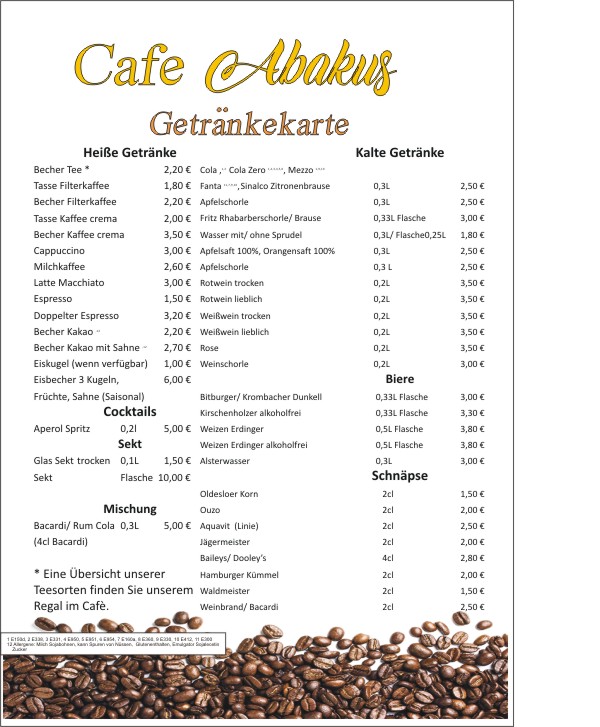 Getränkekarte
